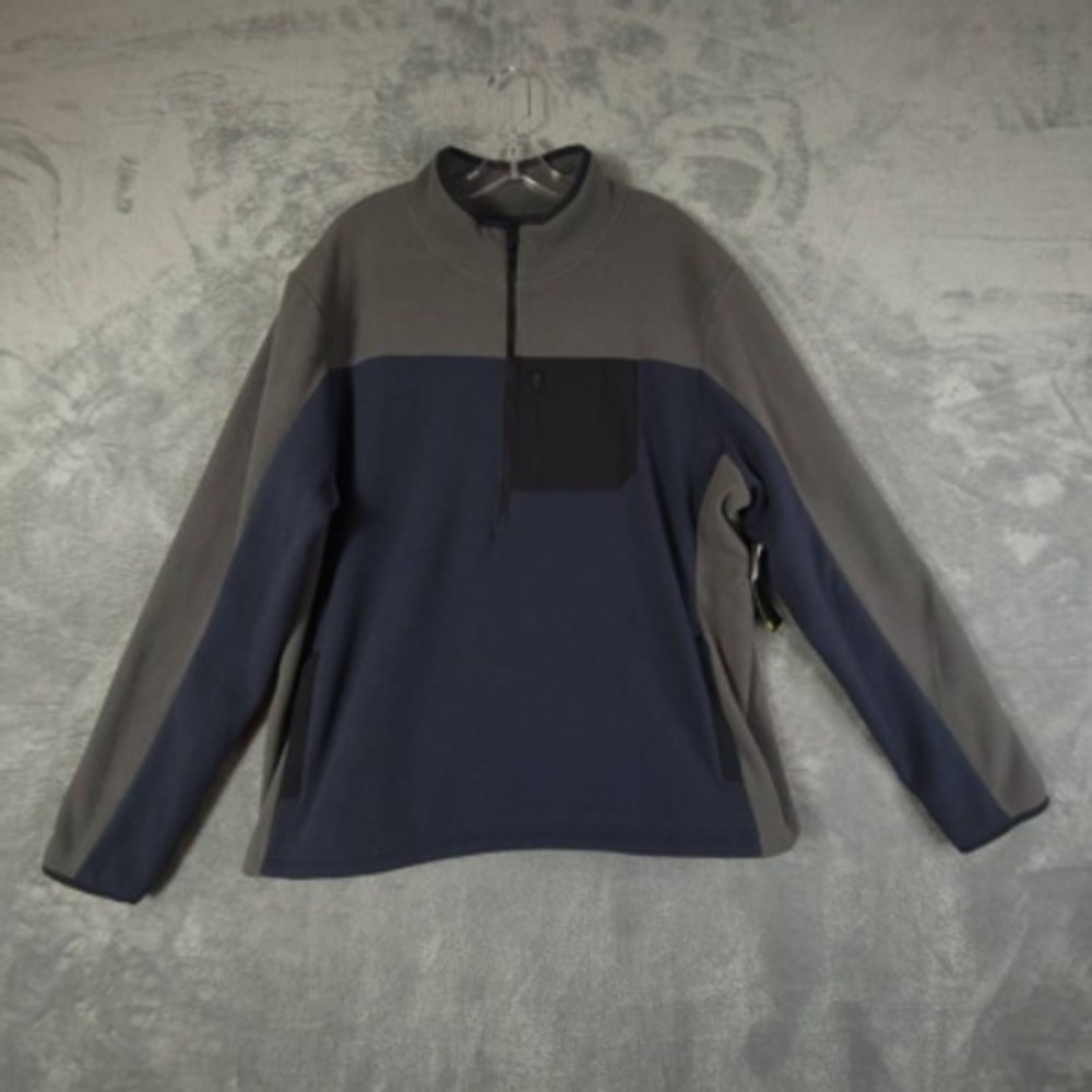 Zella Sweatshirt Mens Strata Pullover Outerwear Navy Gray Half Zip Fleece XL New